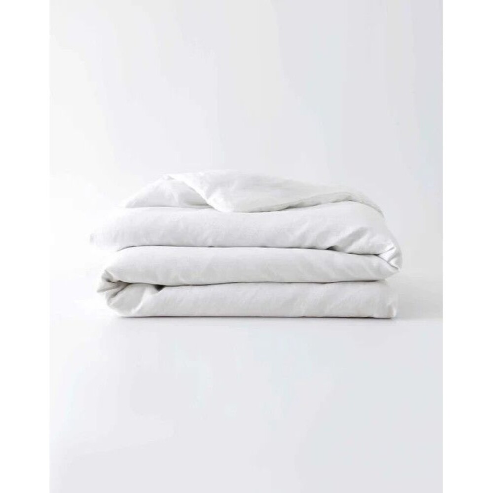 Baloo French Linen Throw 42x72 Duvet Cover White & Standard Shams Set